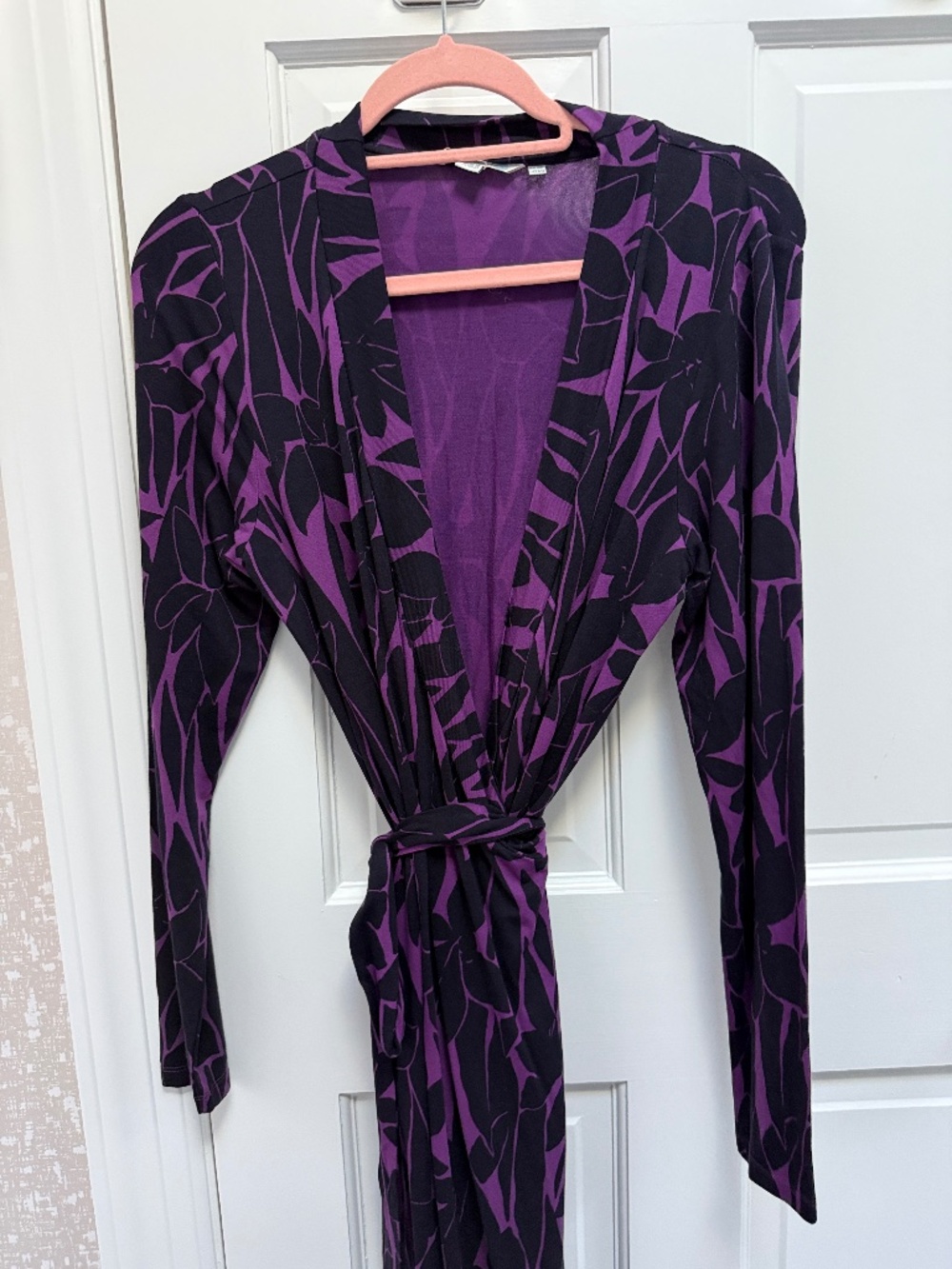 Iconic Boden Purple & Black Tropical Floral Wrap Dress-Med-Lrg - Picture 4 of 6